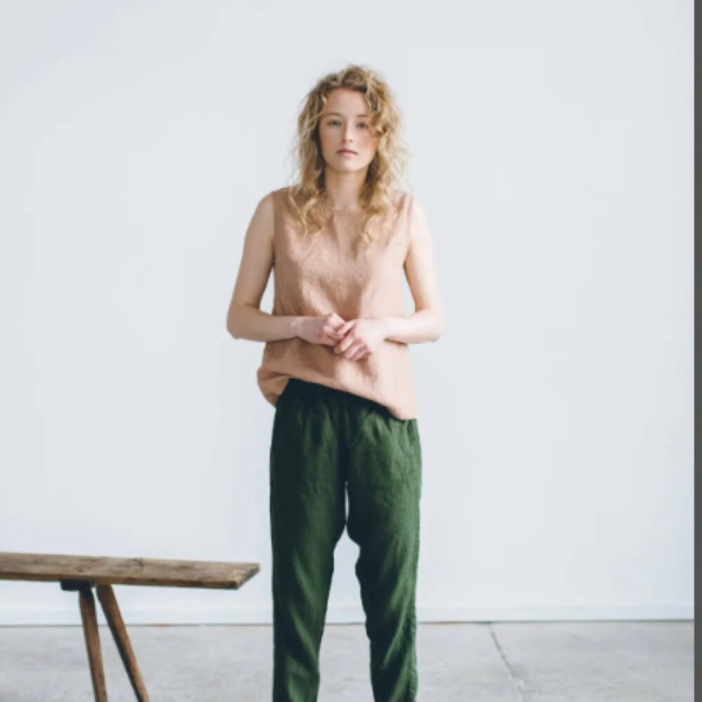 Linenfox elastic waist linen pants size xs